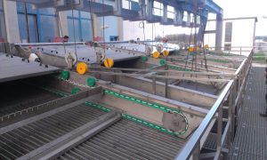Monorail crane for input hatching