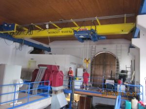 Overhead bridge crane for maintenance of technology