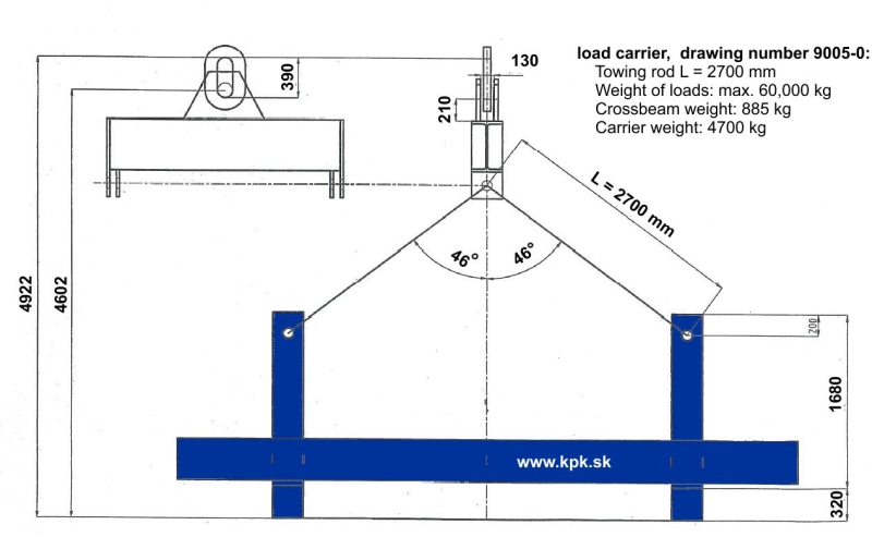 load carrier  - drawing number 9005-0, L = 2700 mm