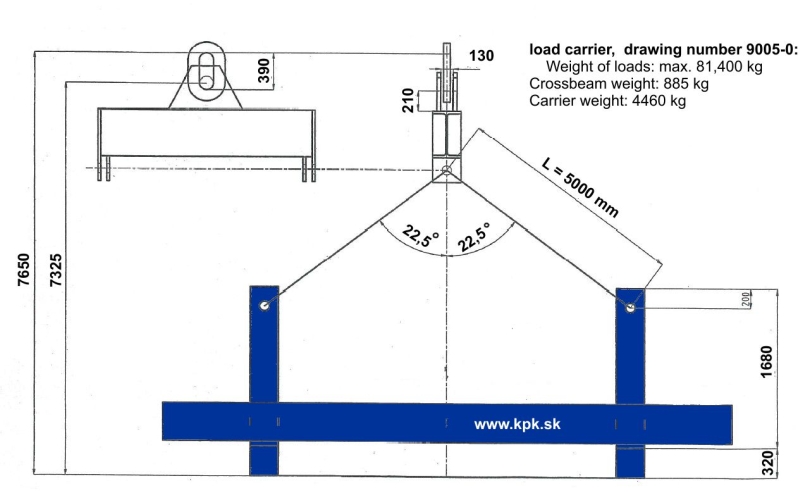 load carrier  - drawing number 9005-0, L = 5000 mm